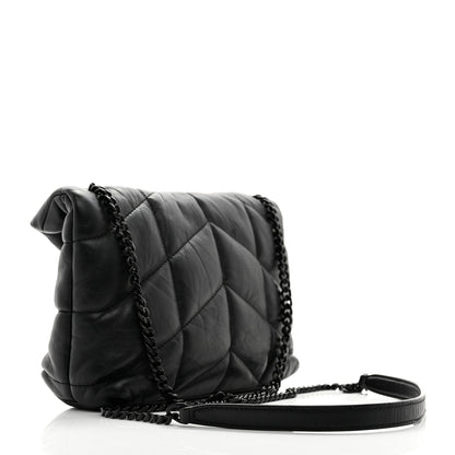 Lambskin Quilted Toy Loulou Puffer Monogram Monochrome Chain Satchel Black