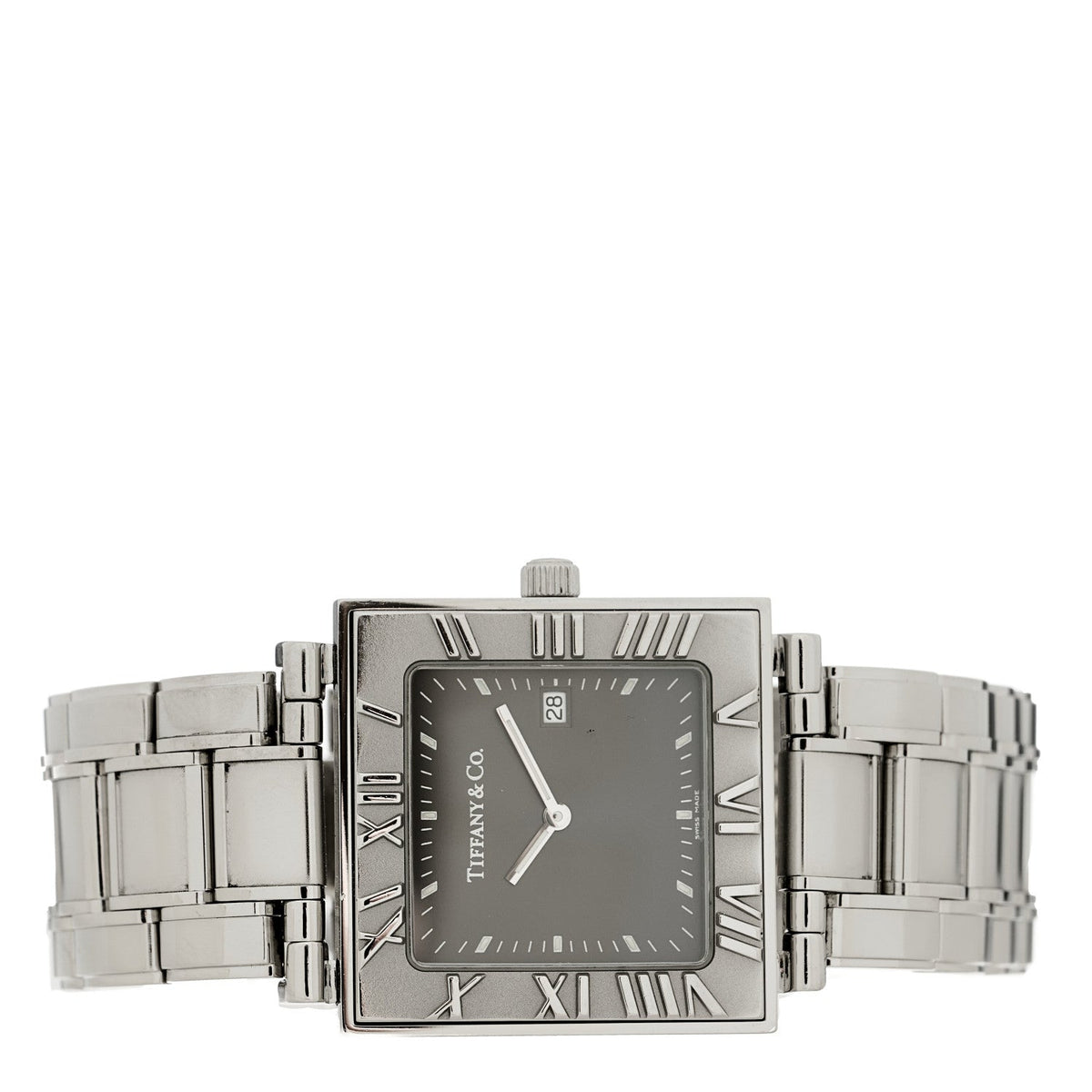 Stainless Steel 28mm Atlas Square Quartz Watch Grey