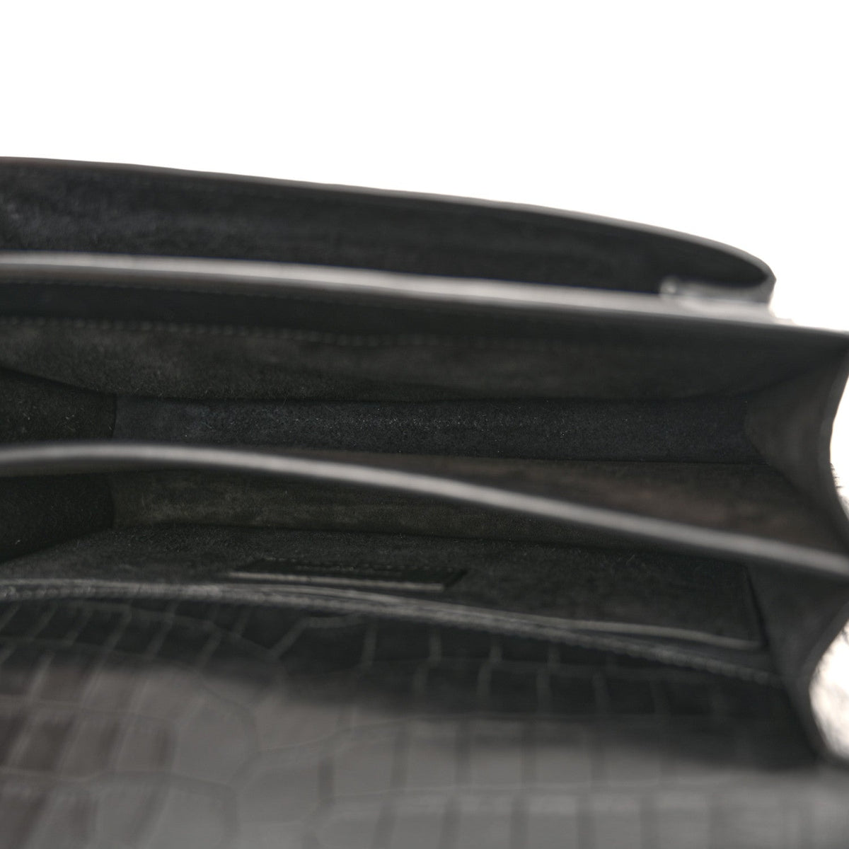 Calfskin Crocodile Embossed Medium Monogram Sunset Black