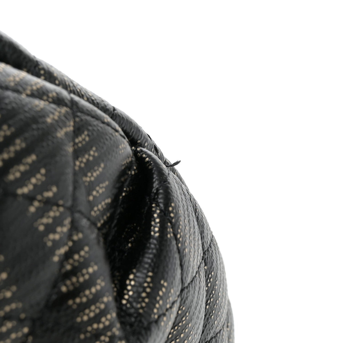 Metallic Caviar Striped Banane Waist Bag Fanny Pack Black Gold