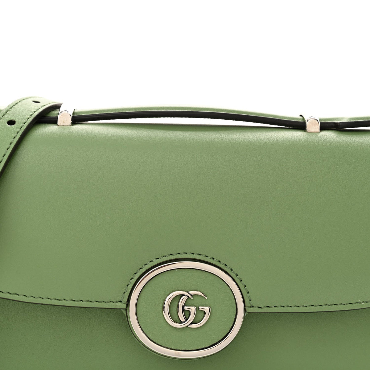 Senna Calfskin Petite GG Top Handle Shoulder Bag Green Soil Grass