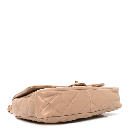 Lambskin Quilted Large CC Funky Town Flap Beige