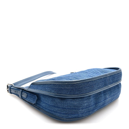 Denim Quilted Jungle Stroll Hobo Bag Blue