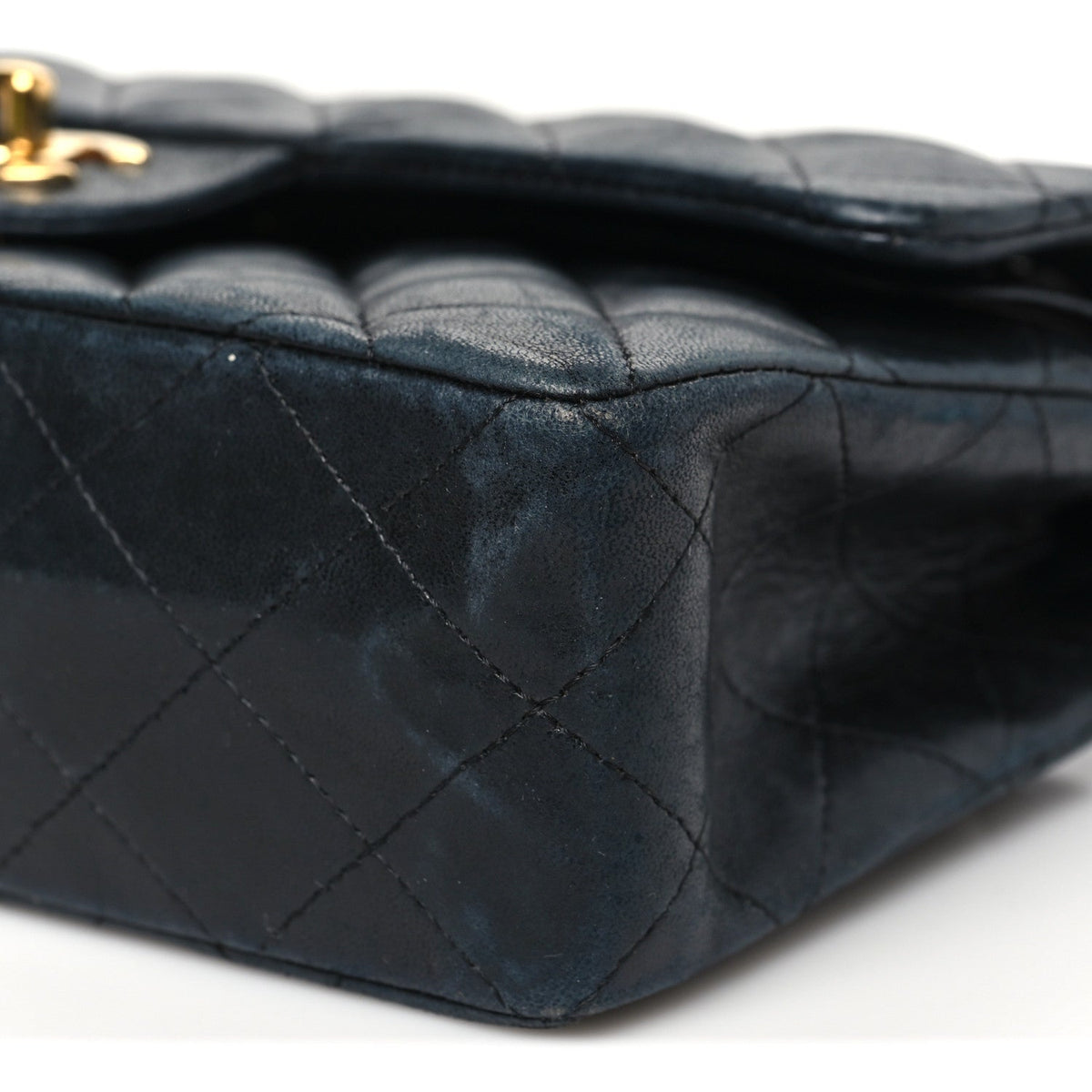 Lambskin Quilted Small Double Flap Black