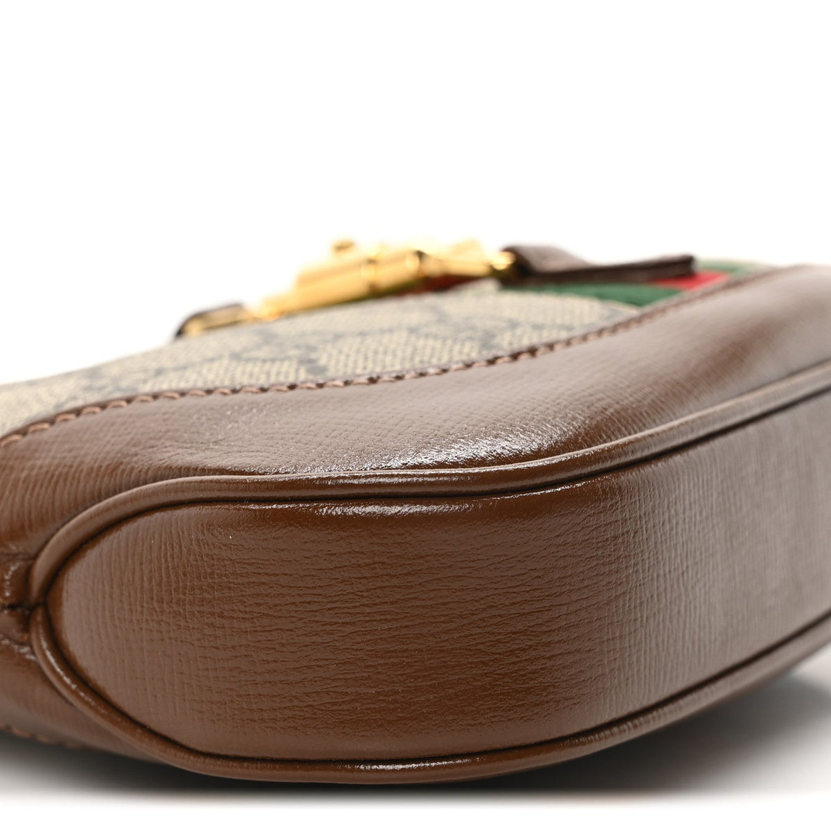 GG Supreme Monogram Azalea Calfskin Web Mini Jackie 1961 Hobo Beige Ebony Brown Sugar