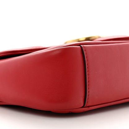 Calfskin Matelasse Mini GG Marmont Shoulder Bag Hibiscus Red
