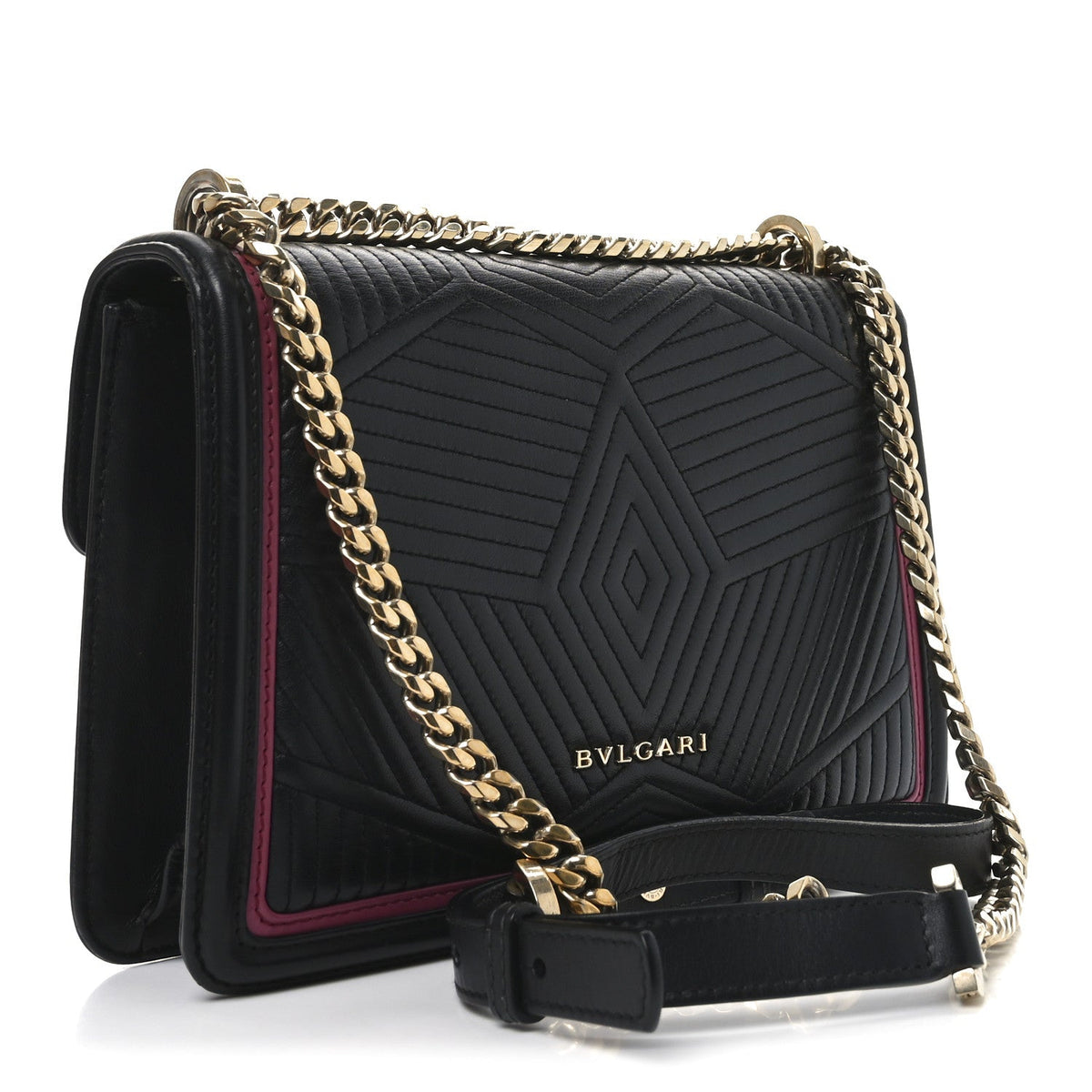 Nappa Quilted Serpenti Forever Diamond Blast Shoulder Bag Black Pink