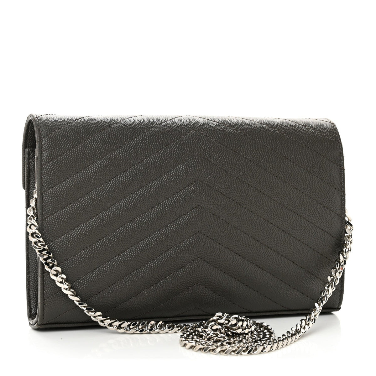 Grain De Poudre Matelasse Chevron Monogram Chain Wallet Fog