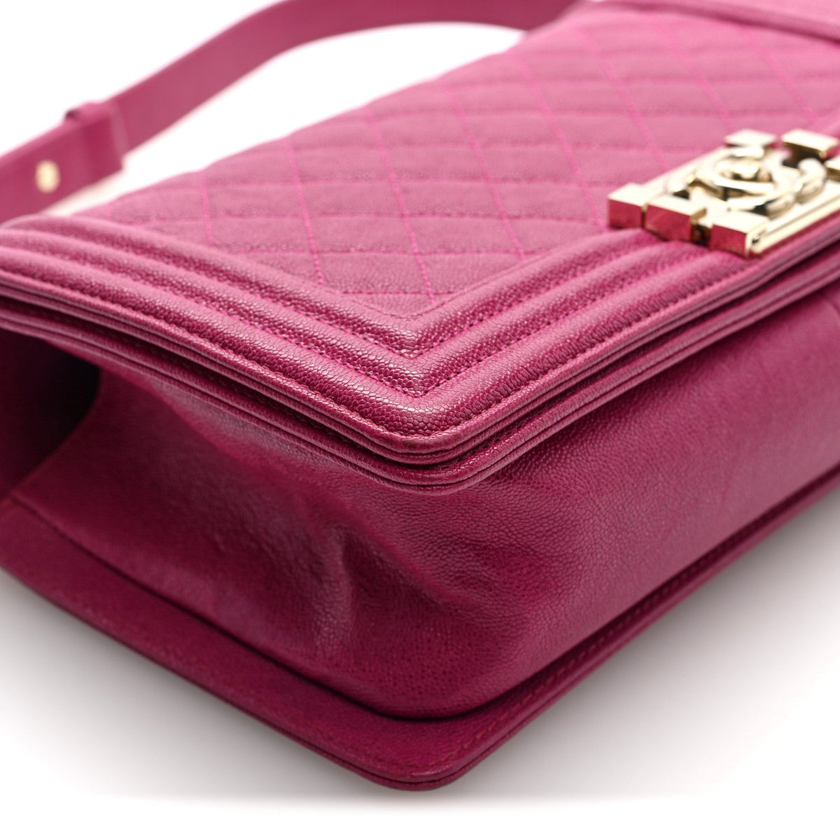 Caviar Quilted Medium Boy Flap Dark Pink