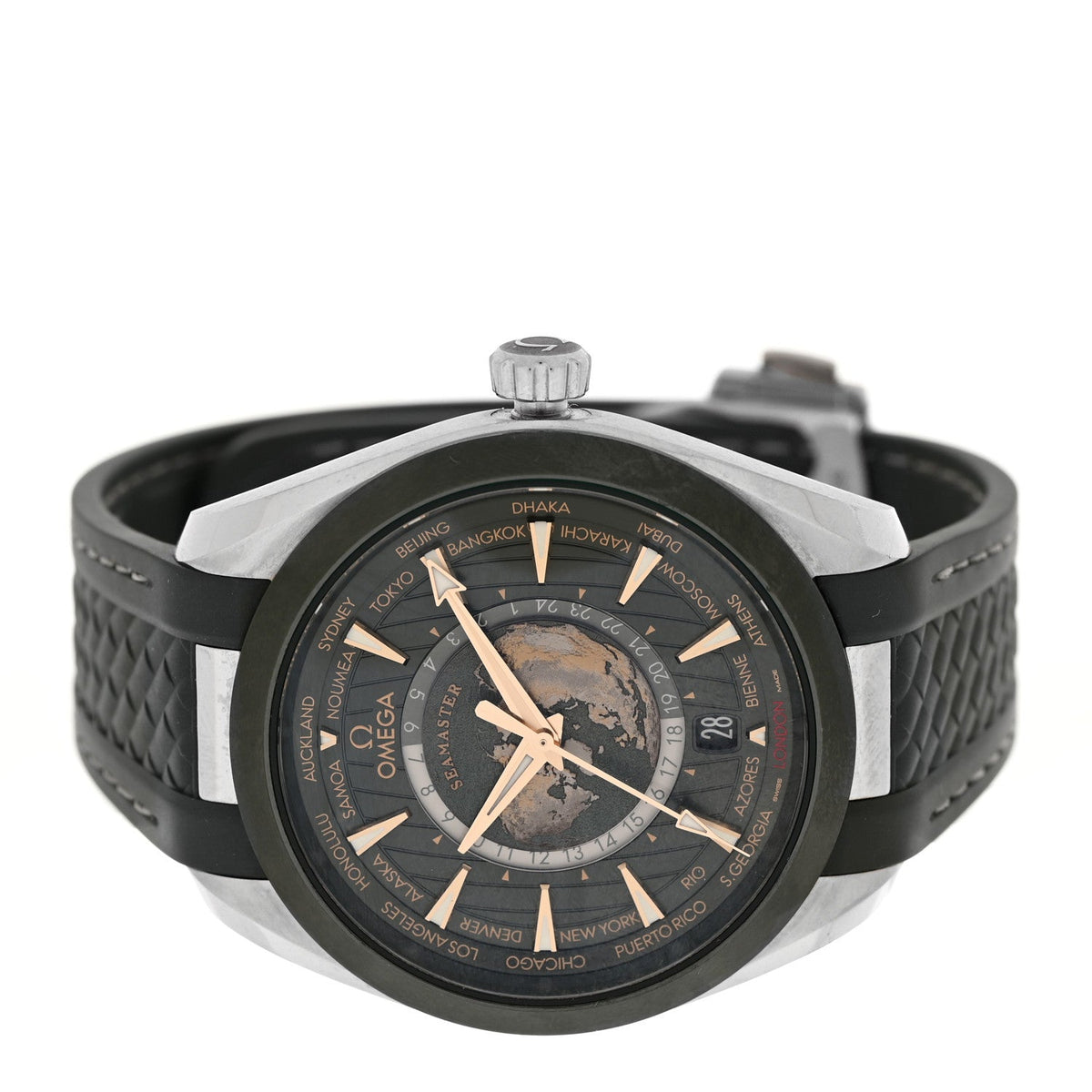 Stainless Steel Rubber 43mm Seamaster Aqua Terra World Time Chronometer Automatic Watch Green 220.30.43.22.10.001