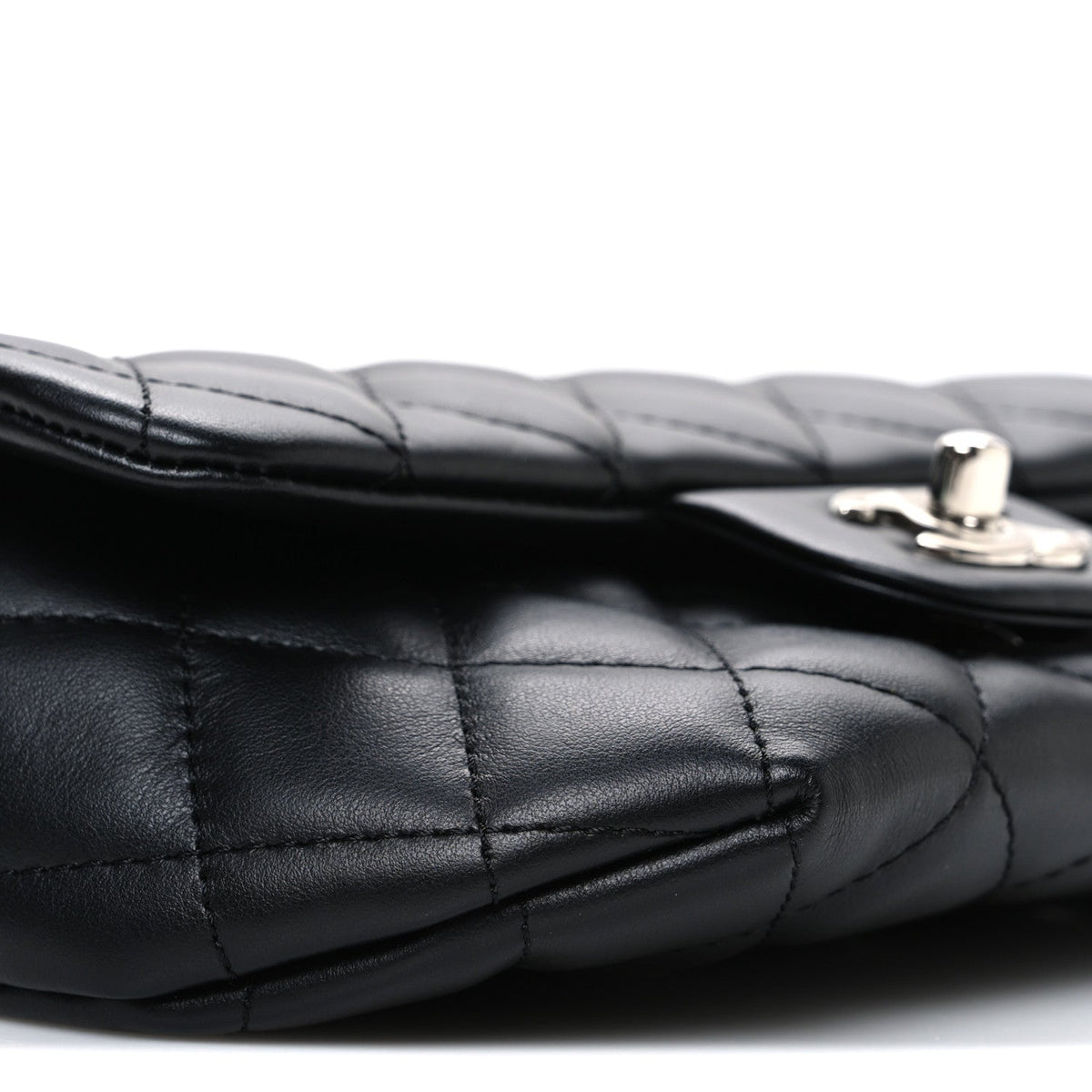 Calfskin Quilted CC Uniform Flap Belt Bag Black