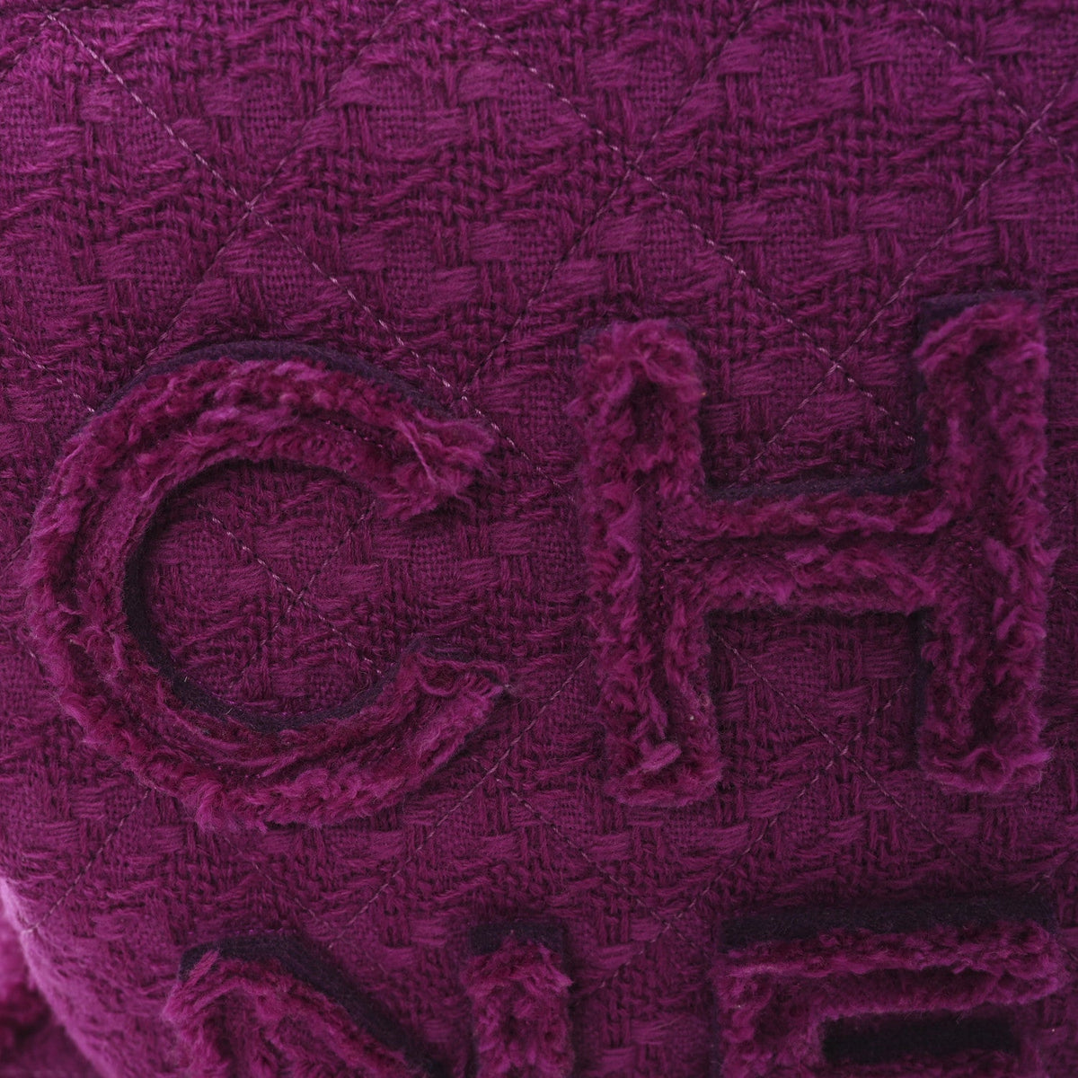 Wool Tweed Large Zipped Shopping Tote Magenta