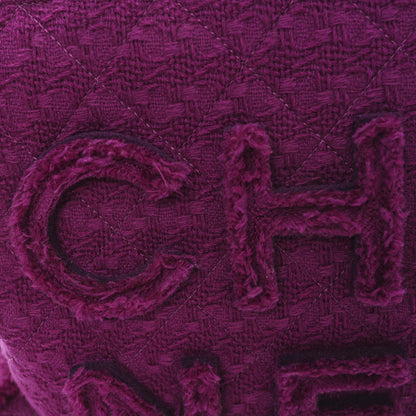 Wool Tweed Large Zipped Shopping Tote Magenta