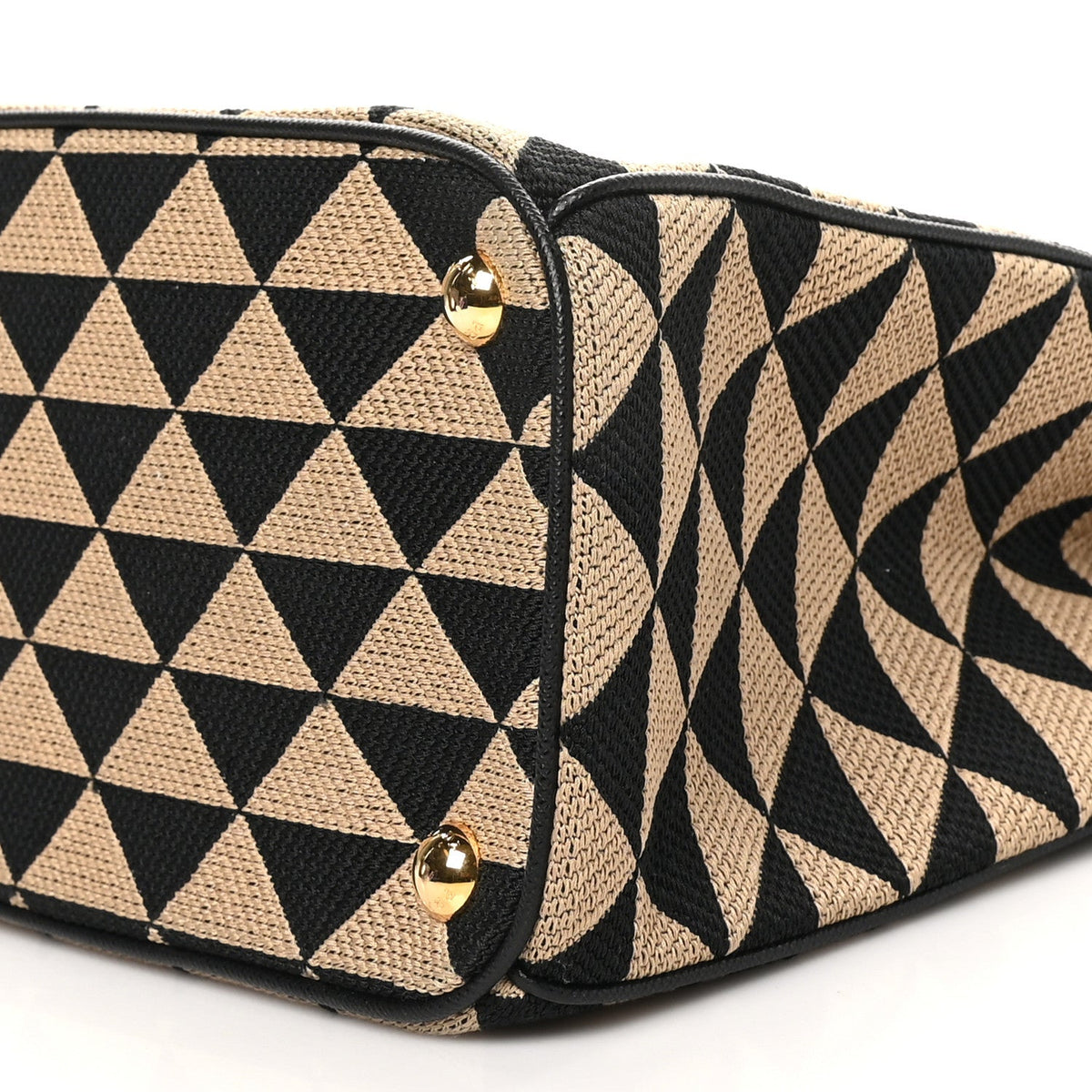 Jacquard Saffiano Triangolo Symbole Embroidered Small Galleria Double Zip Tote Black Corda