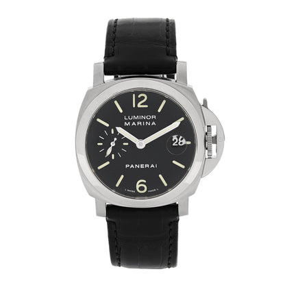Stainless Steel Alligator 40mm Luminor Marina Automatic Watch Black PAM00048