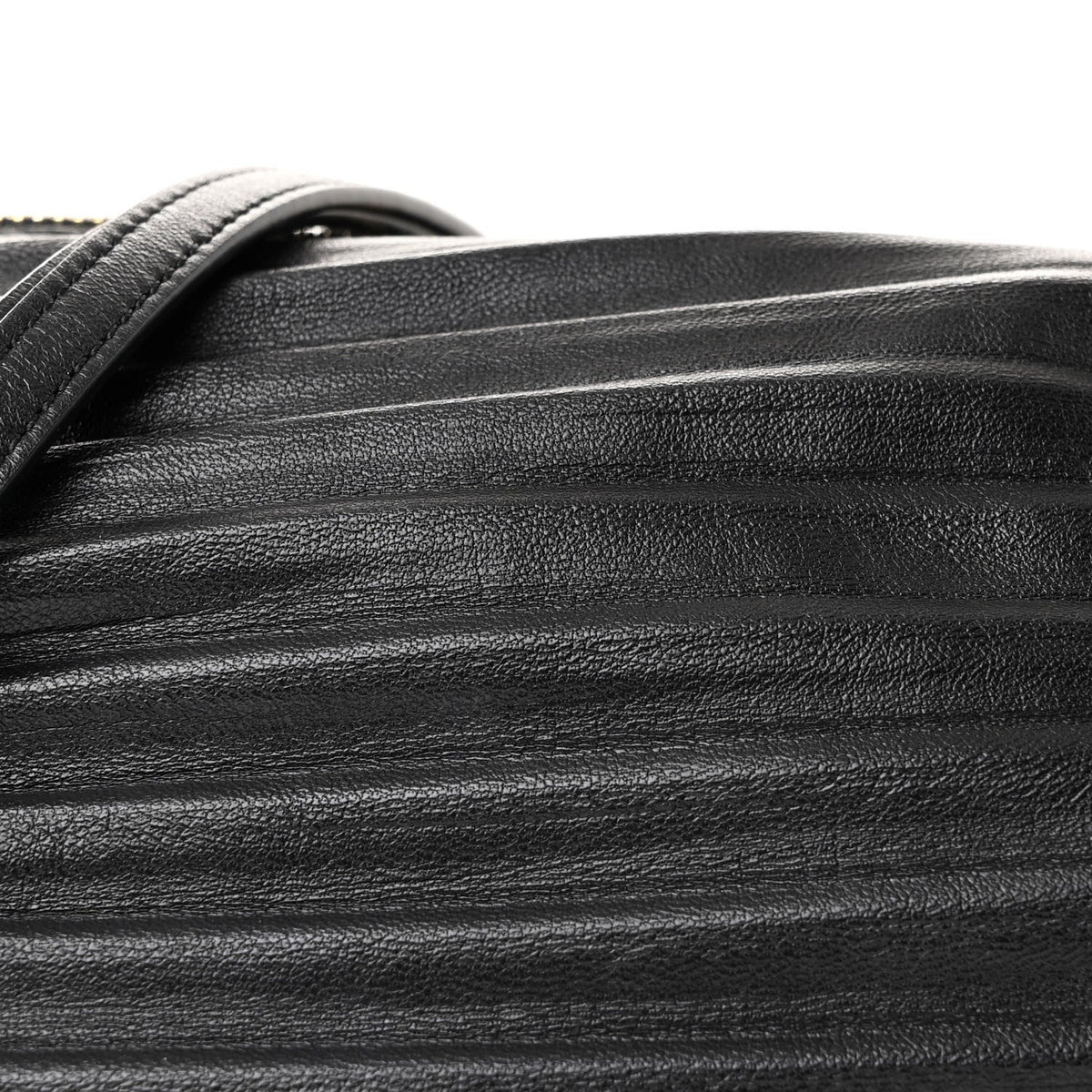 Lambskin Pleated Bracelet Pouch Shoulder Bag Black