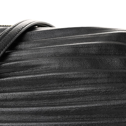 Lambskin Pleated Bracelet Pouch Shoulder Bag Black
