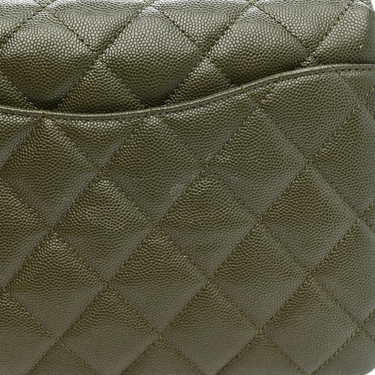 Caviar Quilted Mini Coco First Flap Khaki