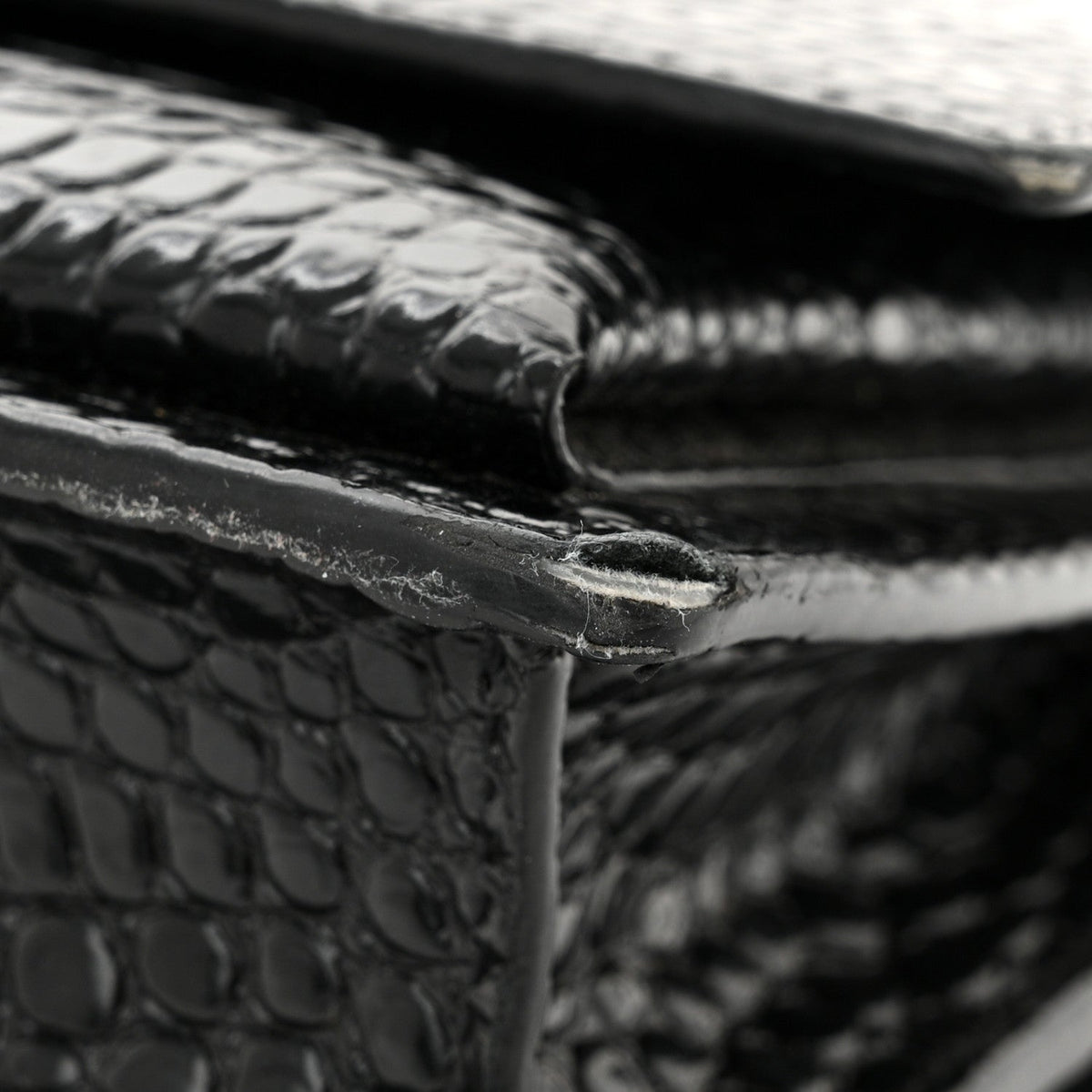 Calfskin Crocodile Embossed Medium Monogram Sunset Black