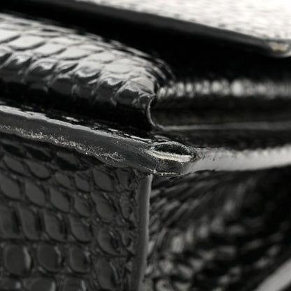 Calfskin Crocodile Embossed Medium Monogram Sunset Black