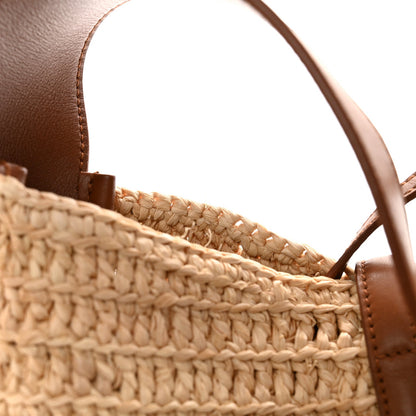 Raffia Calfskin Le 5 A 7 Small Hobo Natural Brick