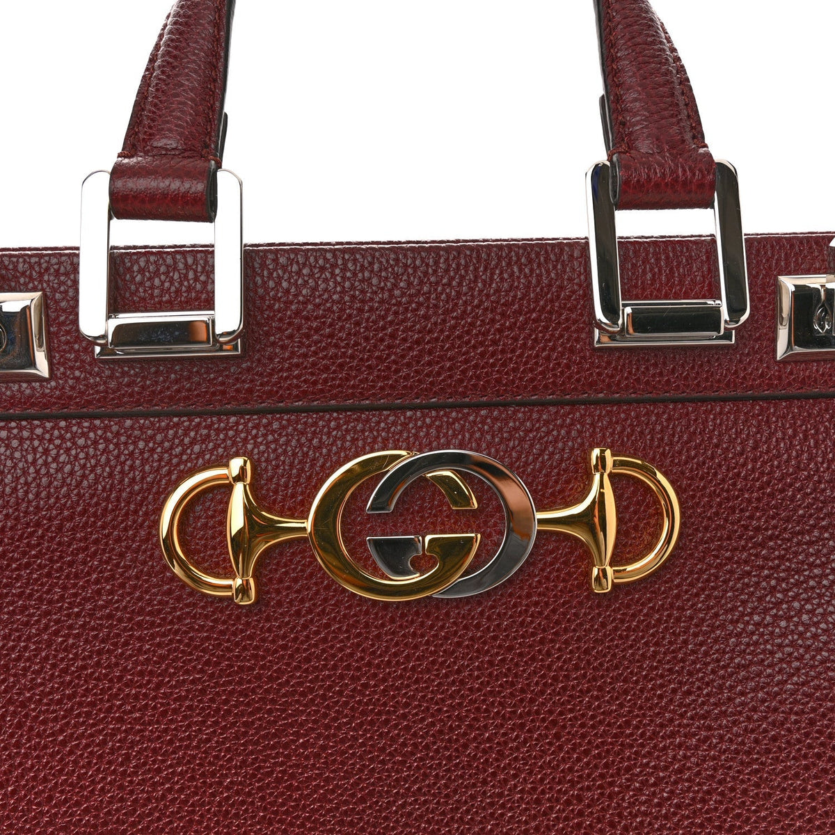 Grainy Calfskin Small Zumi Top Handle Bag Vintage Bordeaux