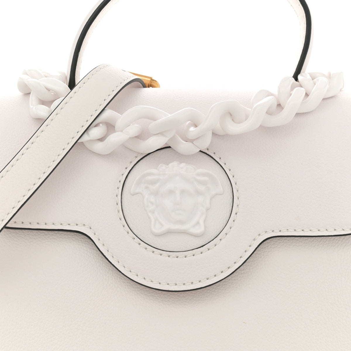 Calfskin Medium La Medusa Top Handle Handbag Optical White