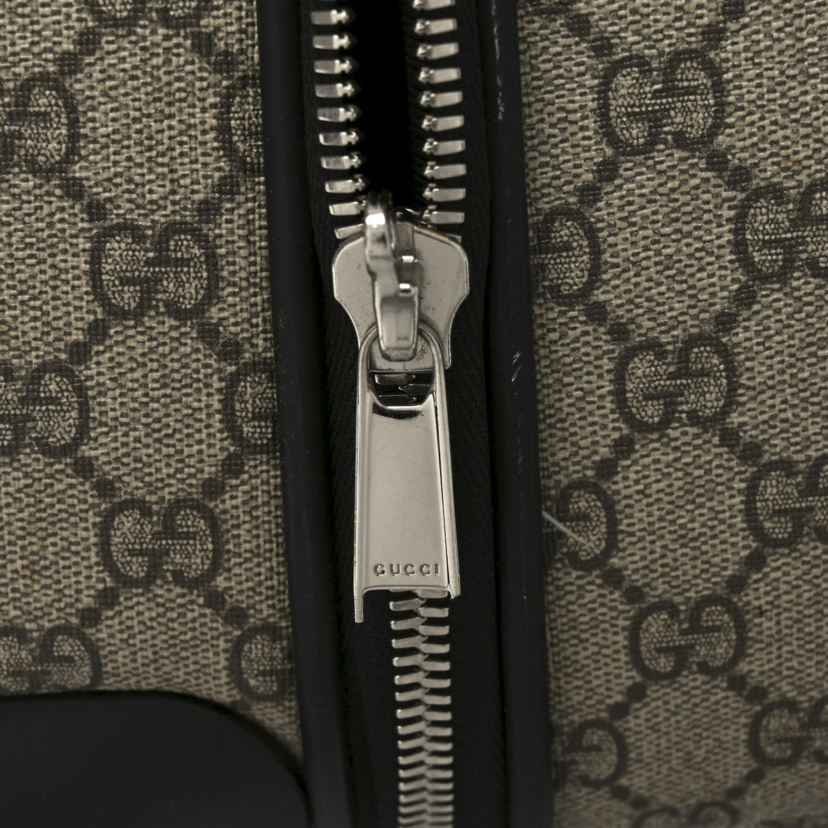 GG Supreme Monogram Four Wheel Suitcase Black
