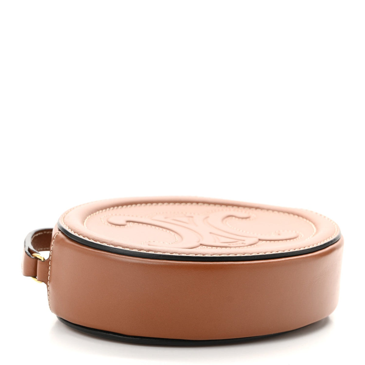 Calfskin Cuir Small Triomphe Oval Crossbody Purse  Tan