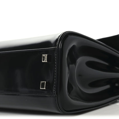 Shiny Calfskin Le Fermoir Top Handle Bag Small Black