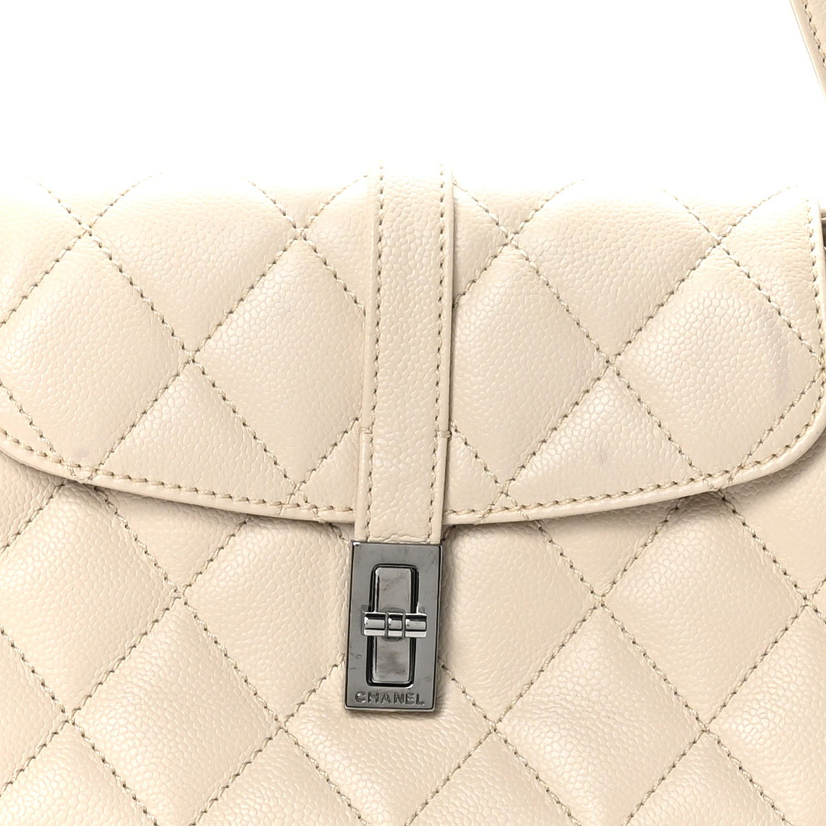Caviar Quilted Mademoiselle Flap Bag Light Beige