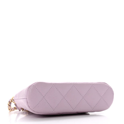 Caviar Quilted Clutch with Chain Light Purple