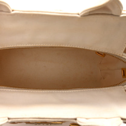 Canvas Wicker Shoulder Bag White Tan