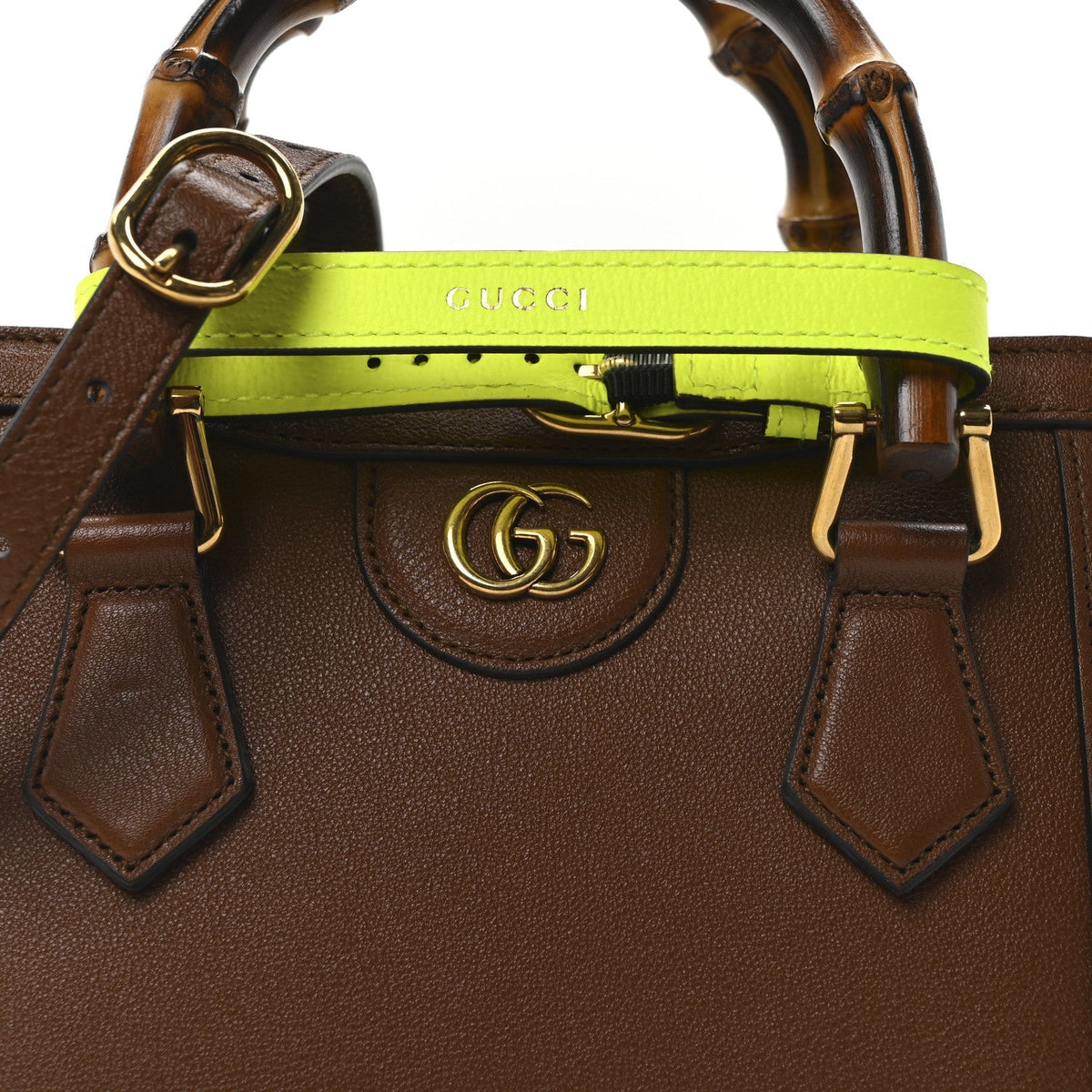 Wonka Grain Calfskin Mini Diana Tote Bag Cuir Yellow Fluo