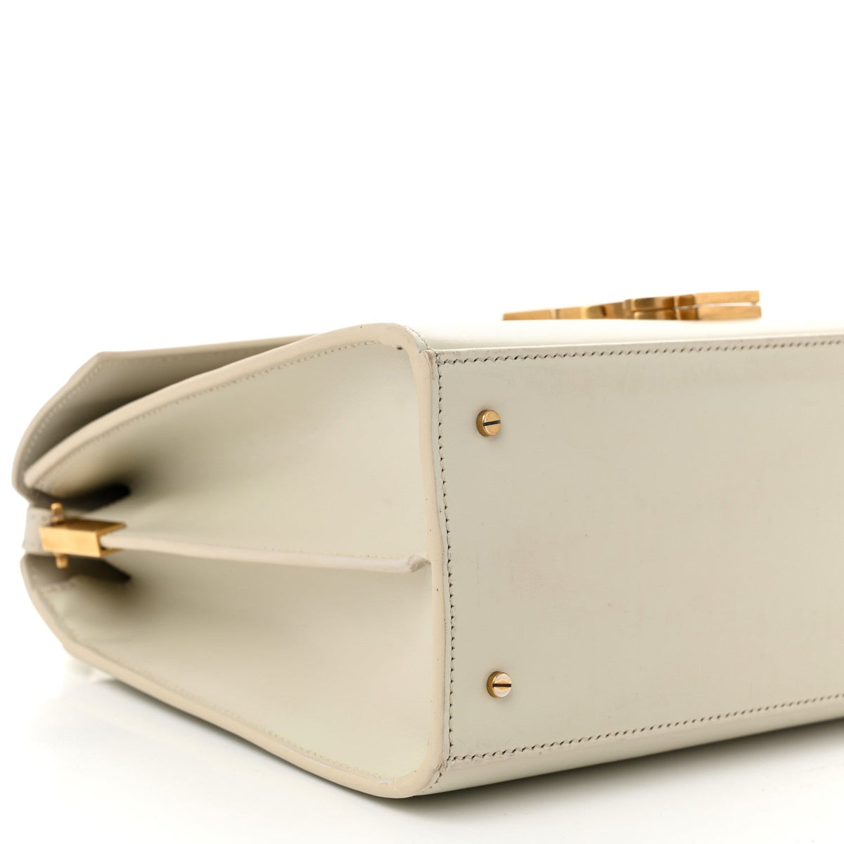 Smooth Calfskin Medium Classic Monogram Cassandra Top Handle Crema Soft Rouge Legion