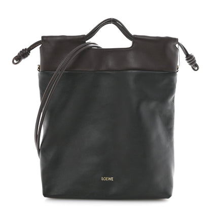Mellow Nappa Lambskin Flamenco Tote Bag Black Dark Chestnut