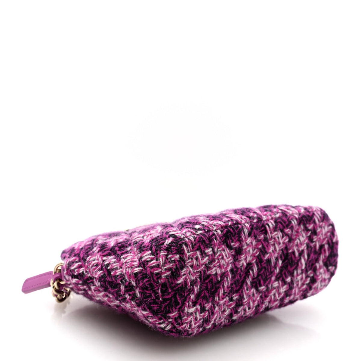 Tweed Quilted Mini Clutch With Chain Purple