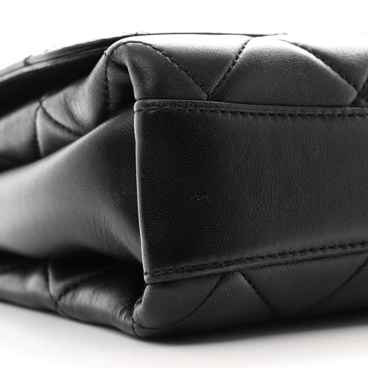Lambskin Quilted CC Crystal Logo Chain Flap Black