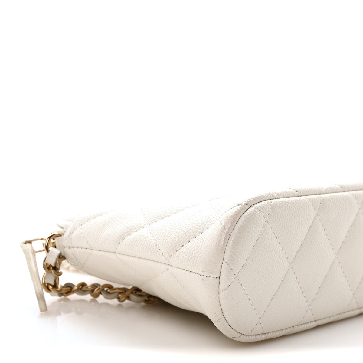 Caviar Quilted Classic Clutch With Chain White