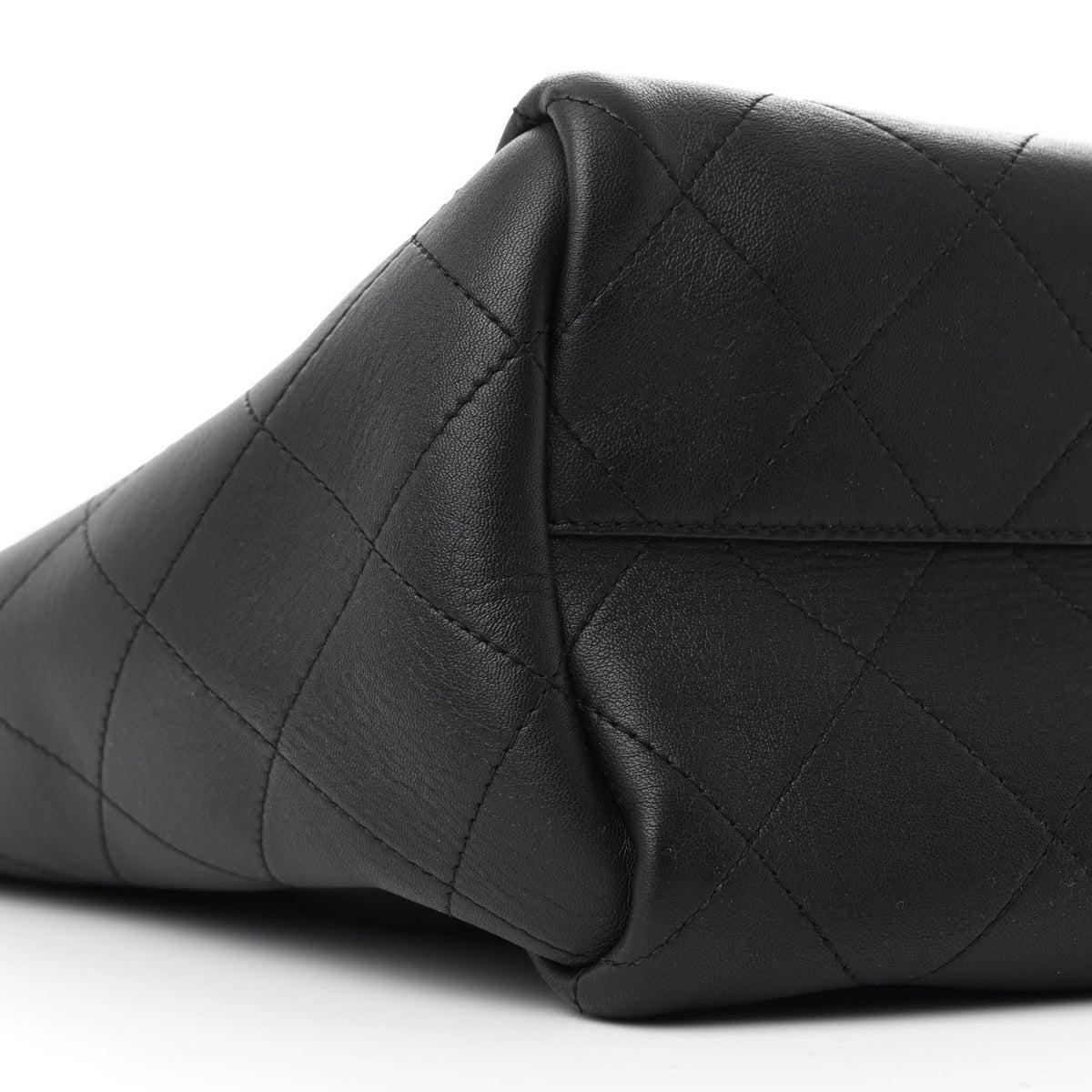Caviar Stitched Large Lady Coco Shopping Tote Black