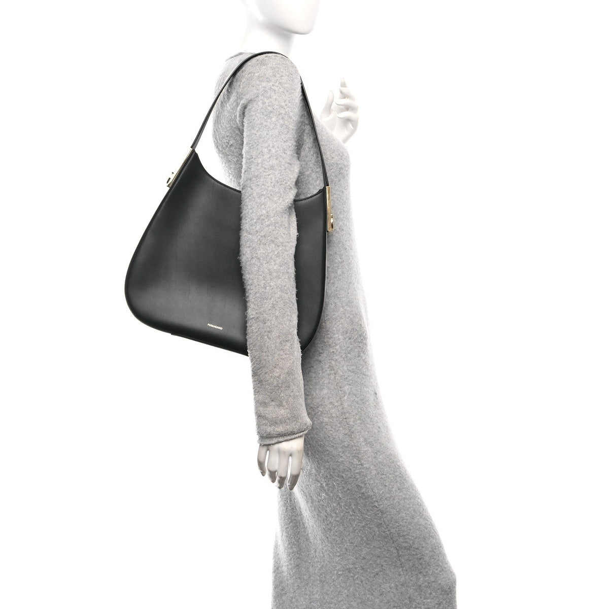 Calfskin Medium Gancio Hobo Black