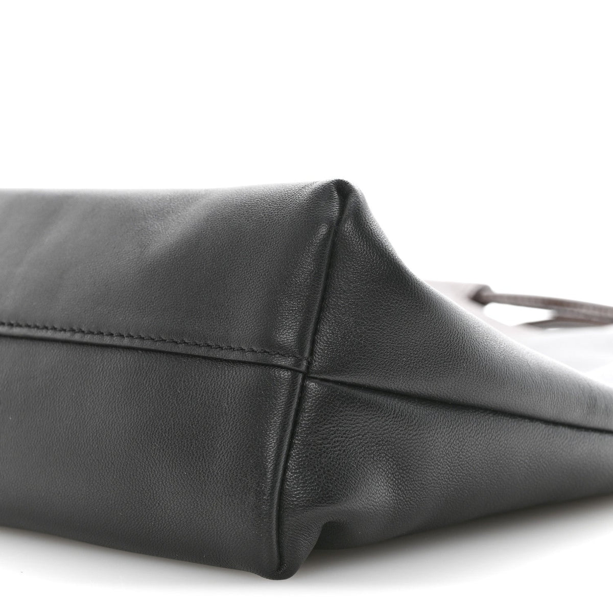 Mellow Nappa Lambskin Flamenco Tote Bag Black Dark Chestnut