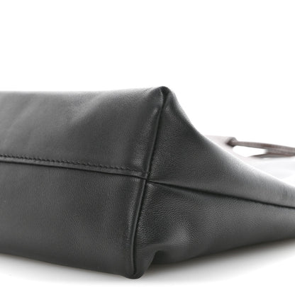 Mellow Nappa Lambskin Flamenco Tote Bag Black Dark Chestnut