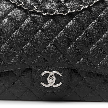 Caviar Quilted Maxi Double Flap Black