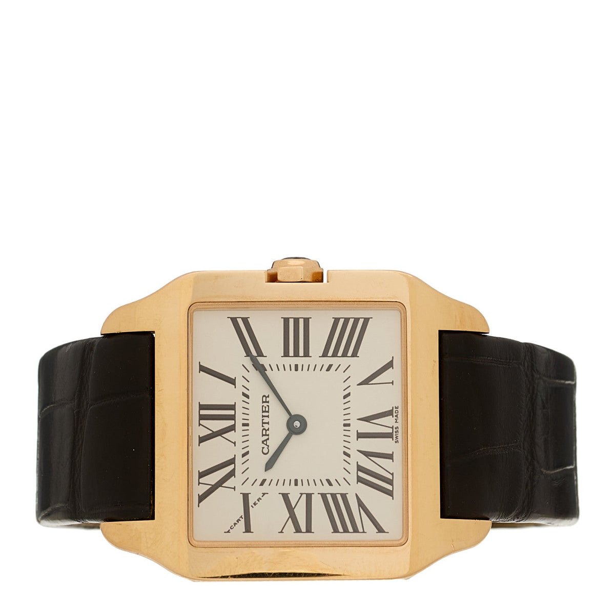 18K Pink Gold Alligator 30mm Santos Dumont Quartz Watch