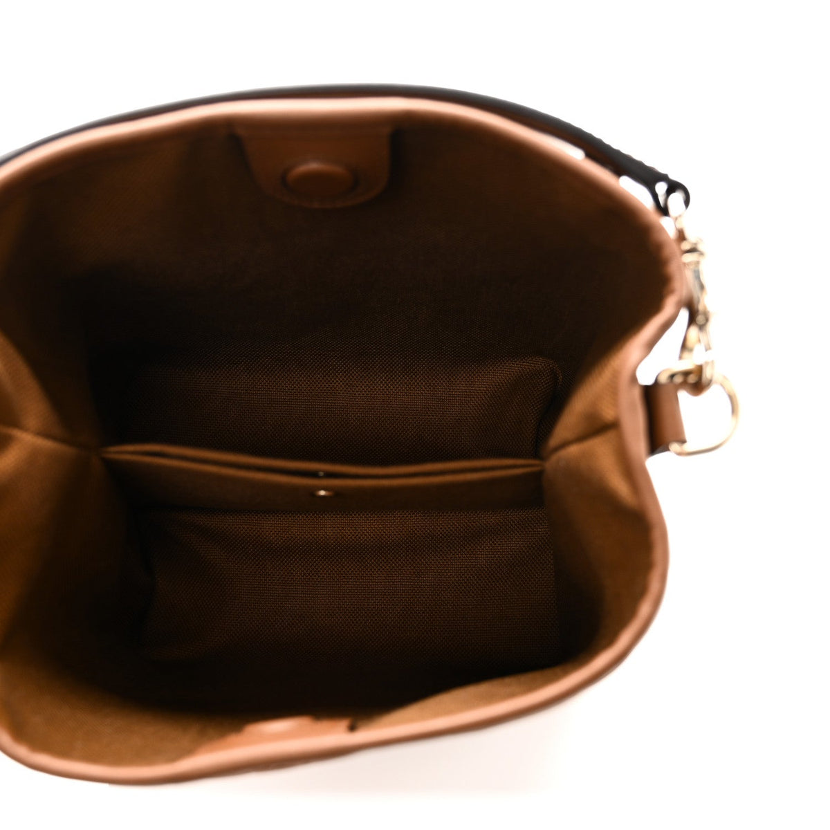 GG Calfskin Embossed Emblem Small Bucket Bag Brown