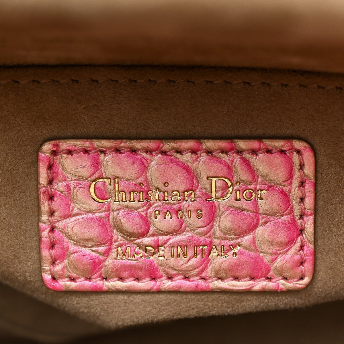 Metallic Alligator Gradient Small Lady Dior Pink