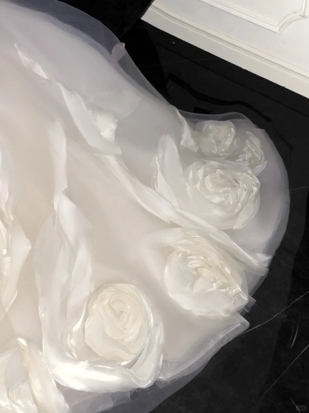 Elegant Spaghetti Strap A-Line Flower Tulle Long Prom Dress Wedding Dress Dress D6396