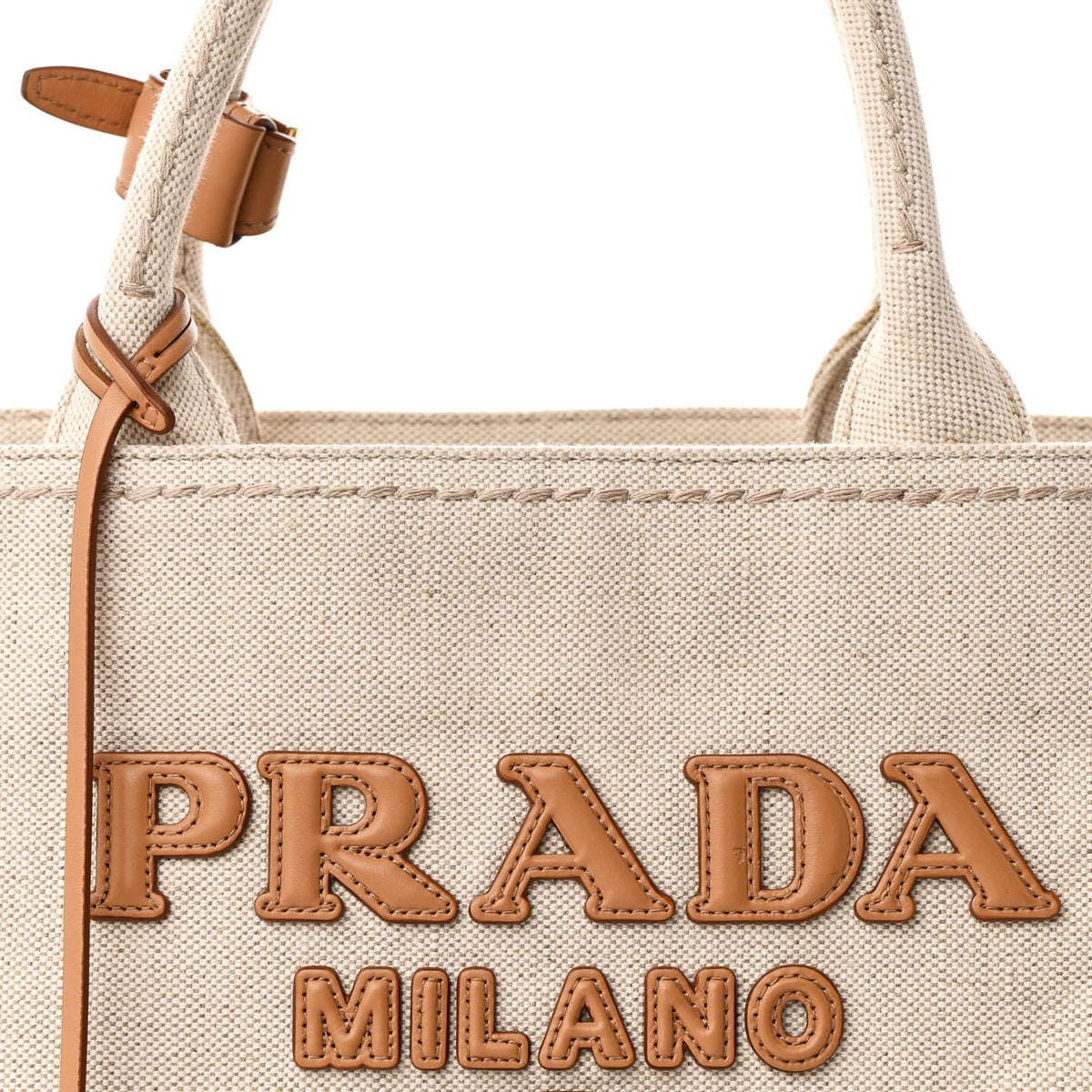 Linen Vitello Large Logo Tote Natural