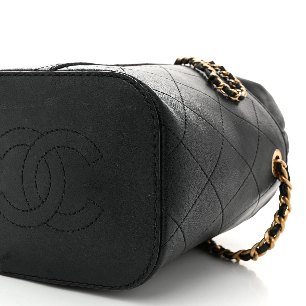 Caviar Lambskin Bucket Drawstring Bag Black